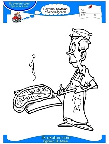 Çocuklar İçin Pizza Boyama Sayfaları 
